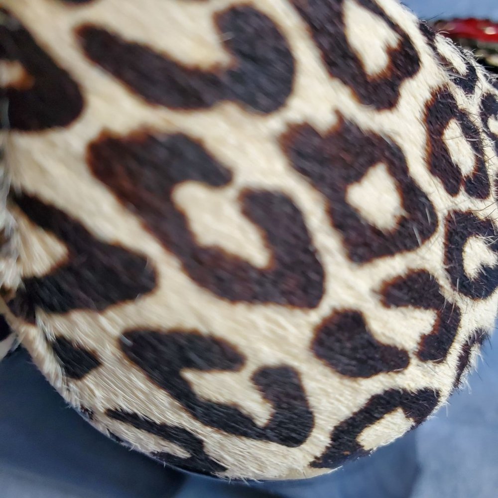 Steve Madden Women's Mindy Leopard Print Faux Fur Block Heel Stiletto‎ Size 9.5M - Picture 10 of 11